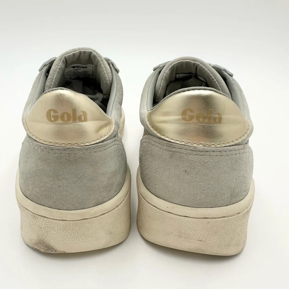 GOLA Grandslam Pearl Sneaker Women’s Gray and Gold Lace up Suede Shoe
